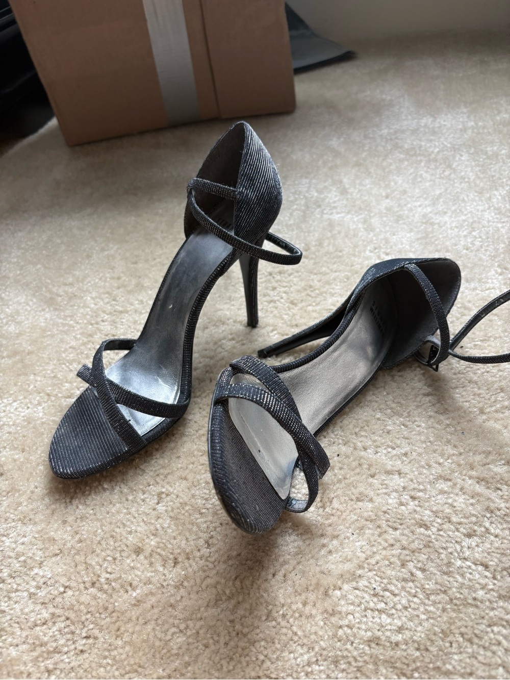 Women's Strappy High Heel Sandals - gunmetal